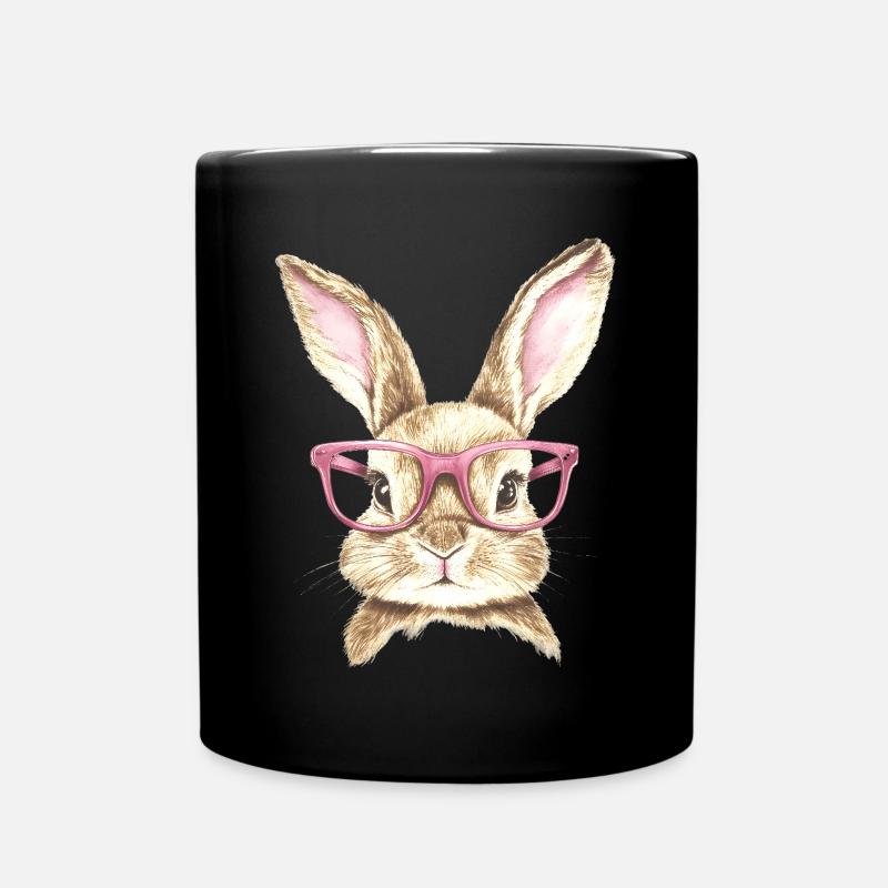 Kaninchen Bunny Brille Hasenohren Hase Geschenk - Tasse einfarbig - Schwarz