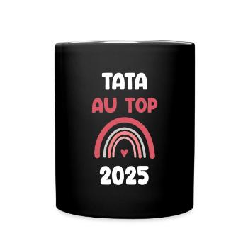 2025 Tata an der Spitze der Schwangerschaftsankündigung - Tasse einfarbig - Schwarz - Vorne