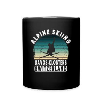 Davos Klosters Ski Resort Schweizer Alpen Souvenir - Tasse einfarbig - Schwarz - Vorne
