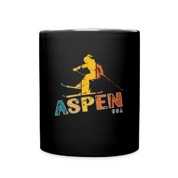 Aspen Snowmass Ski Resort Schweizer Alpen Souvenir - Tasse einfarbig - Schwarz - Vorne