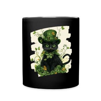 St Patrick's Day Cat - Full Colour Mug - black - Front