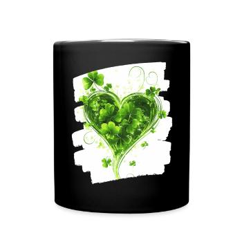 St. Patrick's Day Shamrock Heart - Full Colour Mug - black - Front