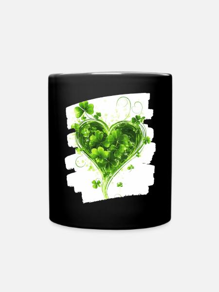 Saint-Patrick Shamrock Heart - Mug uni - noir