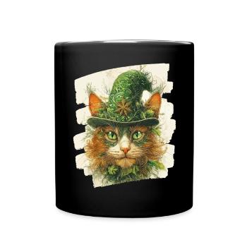 St Patrick's Day Cat - Full Colour Mug - black - Front