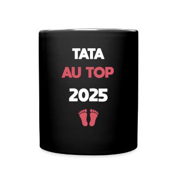 Tata an der Spitze der Schwangerschaftsankündigung für 2025 - Tasse einfarbig - Schwarz - Vorne
