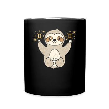 Gemini Sternzeichen Faultier Magisch und - Tasse einfarbig - Schwarz - Vorne