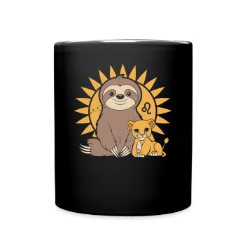 Lion détendu : charme de paresseux du zodiaque Lion - Mug uni - noir - Devant