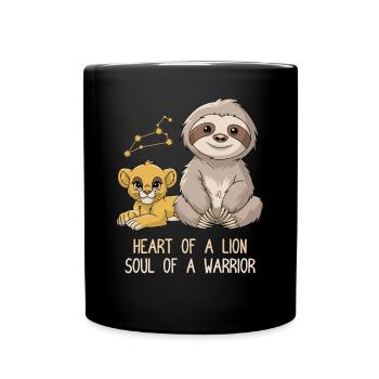Signe du zodiaque Lion paresseux Cœur d’une âme Lion - Mug uni - noir - Devant