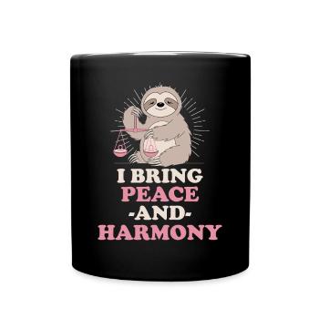 Waage-Zodiak Faultier Bringt Frieden Und Harmonie - Tasse einfarbig - Schwarz - Vorne