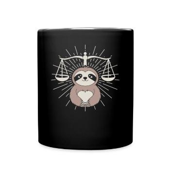 Libra Zodiac Sloth with Heart Motif - Full Colour Mug - black - Front
