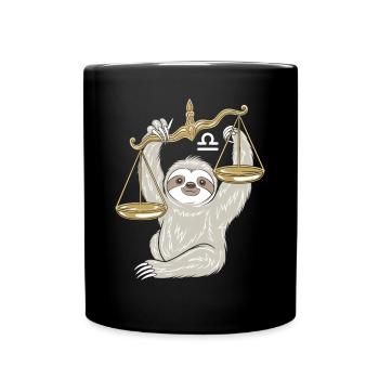 Libra Faultier Waage Sternzeichen - Tasse einfarbig - Schwarz - Vorne