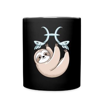 Signe du zodiaque Poissons paresseux avec deux Poissons - Mug uni - noir - Devant