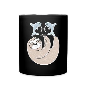 Rêve Poissons Zodiaque Paresseux avec Poisson - Mug uni - noir - Devant