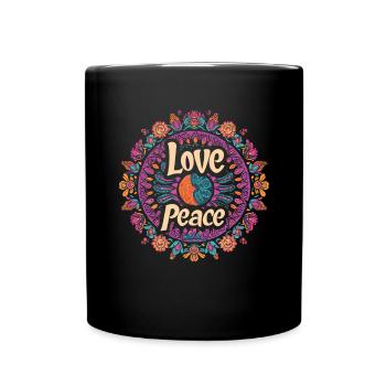 Amour et Paix Mandala Artwork pour l’Harmonie - Mug uni - noir - Devant