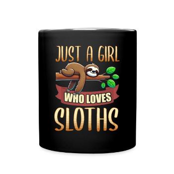 Sloths, Animal Lover, Sloth Lover, Lazy Sloth - Full Colour Mug - black - Front