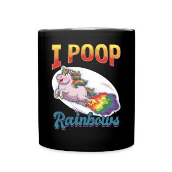 Cute Farting Unicorn Rainbows - Full Colour Mug - black - Front