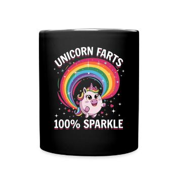 Mignons arcs-en-ciel de licorne qui pètent - Mug uni - noir - Devant