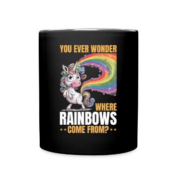 Mignons arcs-en-ciel de licorne qui pètent - Mug uni - noir - Devant