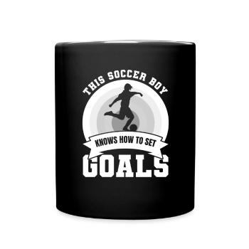 Garçon de football - Mug uni - noir - Devant