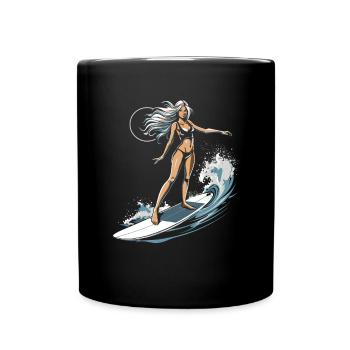 Female Surfer Graphic - Full Colour Mug - black - Front