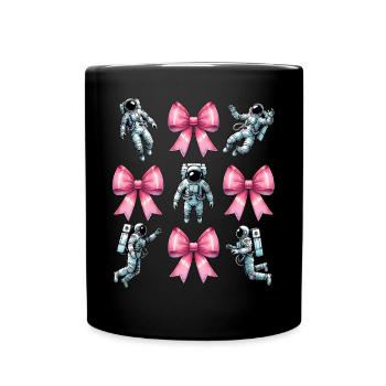 Coquette Bow Astronaut Space Pink Ribbon Mom - Full Colour Mug - black - Front