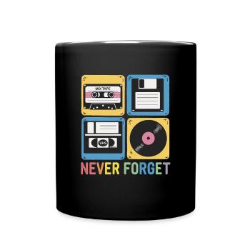 Never Forget 80s Mix Tape Floppy Disk VHS - Full Colour Mug - black - Front