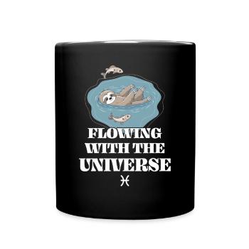 Signe du zodiaque Poissons paresseux courant avec le - Mug uni - noir - Devant