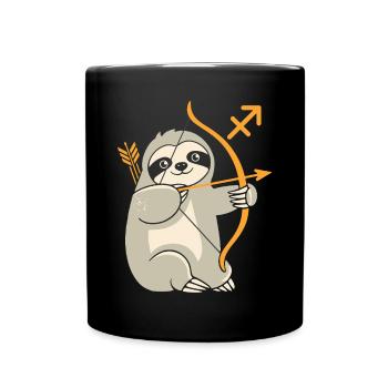 Schütze Sternzeichen Faultier Motiv Lustig - Tasse einfarbig - Schwarz - Vorne