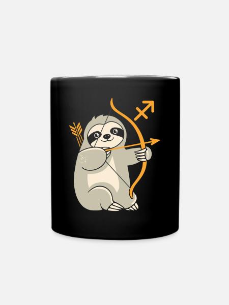 Schütze Sternzeichen Faultier Motiv Lustig - Tasse einfarbig - Schwarz