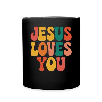 Jésus t’aime en disant chrétien - Mug uni - noir - Devant