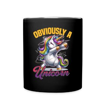 Cute Dabbing Unicorn Rainbows - Tasse einfarbig - Schwarz - Vorne
