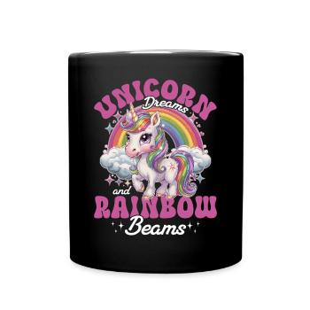 Cute Dream Unicorn Rainbows - Full Colour Mug - black - Front