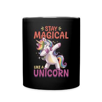 Cute Dabbing Unicorn Rainbows - Tasse einfarbig - Schwarz - Vorne