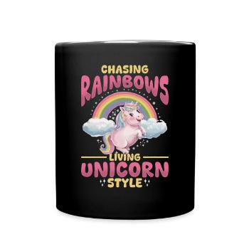 Cute Unicorn Rainbows - Tasse einfarbig - Schwarz - Vorne