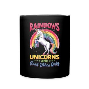 Cute Unicorn Rainbows - Tasse einfarbig - Schwarz - Vorne