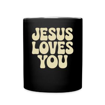 Jésus t’aime en disant chrétien - Mug uni - noir - Devant