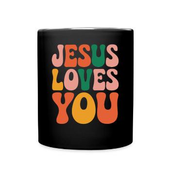 Jésus t’aime en disant chrétien - Mug uni - noir - Devant