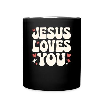 Jésus t’aime en disant chrétien - Mug uni - noir - Devant