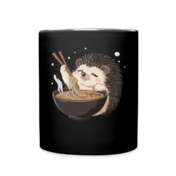 Hérisson heureux dégustant des ramen – Kawaii Food Love - Mug uni - noir - Devant