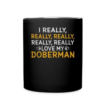 Doberman Gifts - Tasse einfarbig - Schwarz - Vorne