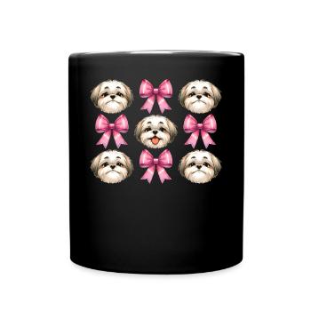 Coquette Bow Shih Tzu Dog Mom Pink Bow - Full Colour Mug - black - Front