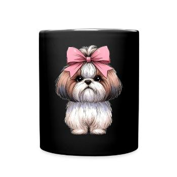 Coquette Schleife Shih Tzu Hund Mama Rosa Schleife - Tasse einfarbig - Schwarz - Vorne
