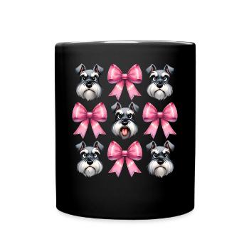 Coquette Bow Schnauzer Dog Mom Pink - Full Colour Mug - black - Front