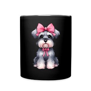 Coquette Bow Schnauzer Dog Mom Pink - Full Colour Mug - black - Front