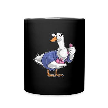 Ente Sekretärin Telefon Büro - Tasse einfarbig - Schwarz - Vorne