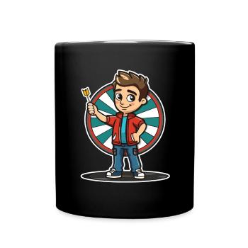 Dartspieler Cartoon Stil - Tasse einfarbig - Schwarz - Vorne