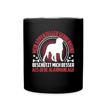 Mountain Dog protects me Appenzeller Mountain Dog - Full Colour Mug - black - Front