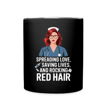Readhead Nurse Hospital Red Hair RN Ginger Nursing - Full Colour Mug - black - Front