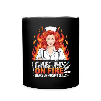 Readhead Nurse Hospital Red Hair RN Ginger Nursing - Full Colour Mug - black - Front