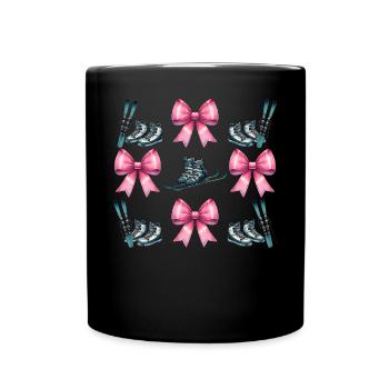 Coquette Bogen Skifahren Ski Mom Mütter Tag rosa - Tasse einfarbig - Schwarz - Vorne